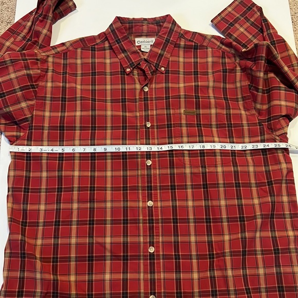 CARHARTT Long Sleeve Button Down Shirt Red Plaid, size XL - Picture 6 of 7